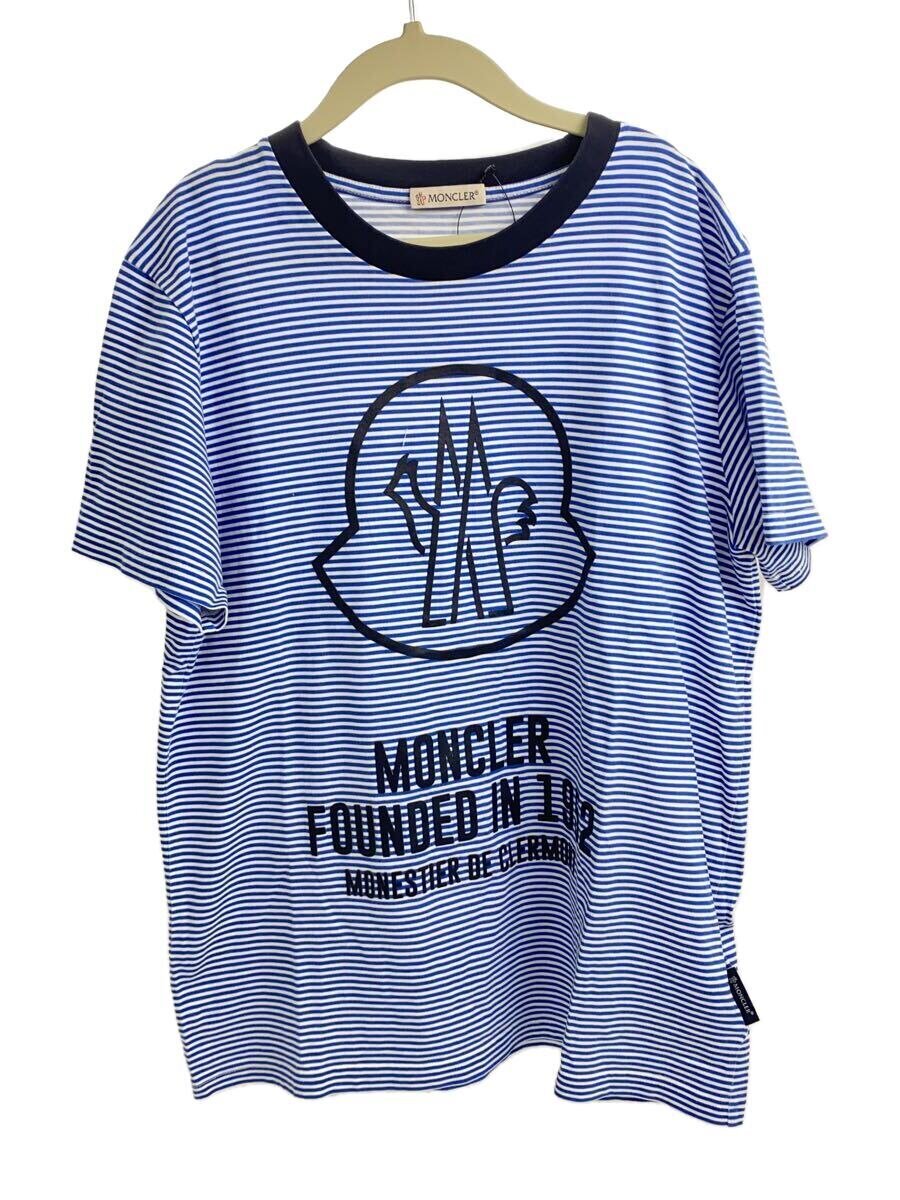 【中古】MONCLER◆ティーシャツ/150糎/綿織物/BLU/縞模様【キッズ】