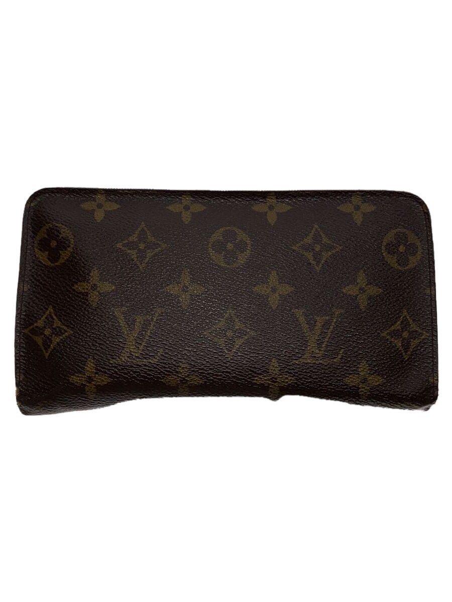 【中古】LOUIS VUITTON◆ポルト・モネ・ジップ_モノグラム・キャンバス_BRW/PVC/BRW/メンズ【服飾雑貨他】