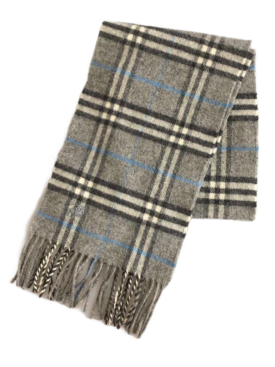 【中古】BURBERRY◆えり巻き/羊毛/薄墨色/照合のしるし/レディース/IBO59【服飾雑貨他】