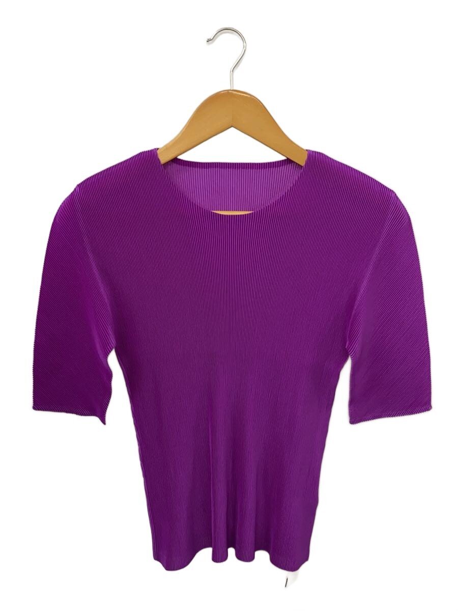 【中古】PLEATS PLEASE ISSEY MIYAKE◆半袖カットソー/3/ポリエステル/PUP/無地/PP53-JK362【レディース御召しもの】