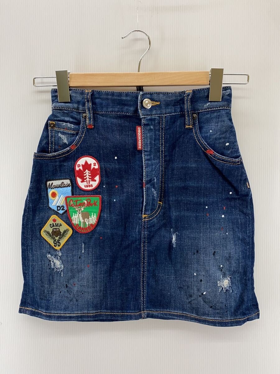 【中古】DSQUARED2◆ミニスカート/デニム/ワッペン/38/コットン/IDG/d75ma0524【レディースウェア】｜2ｎｄ STREET 店