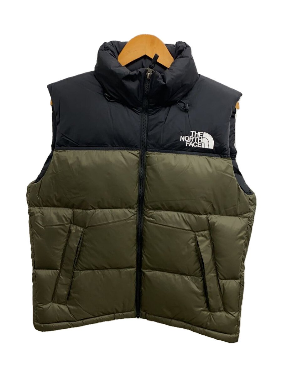 【中古】THE NORTH FACE◆NUPTSE VEST_ヌプシベスト/M/ナイロン/GRN/無地【メンズウェア】