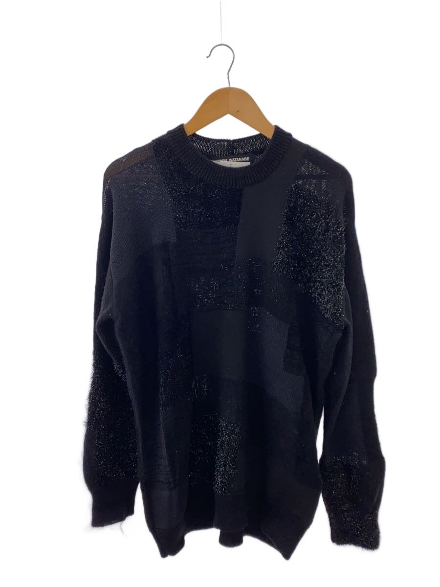 【中古】JUNYA WATANABE COMME des GARCONS◆23AW/編み物・スウェーター(朦々たる)/M/羊毛/BLK/JL-N004/AD2023/ラメ/クレイジーパターン【メンズウェア】