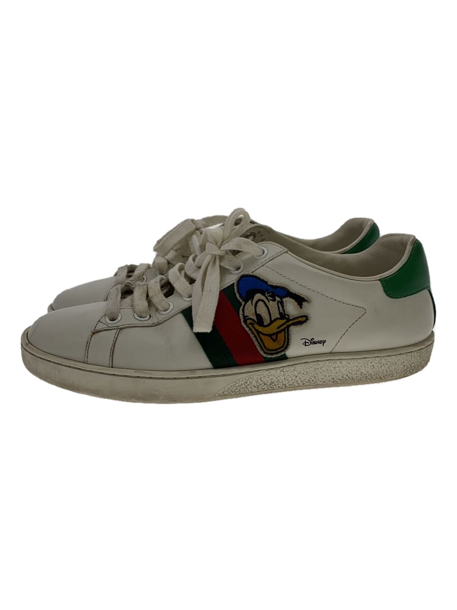 【中古】GUCCI◆履きジワ/ヒビ割れ/ドナルドダック/シェリーライン/36.5/WHT/649401【シューズ】画像