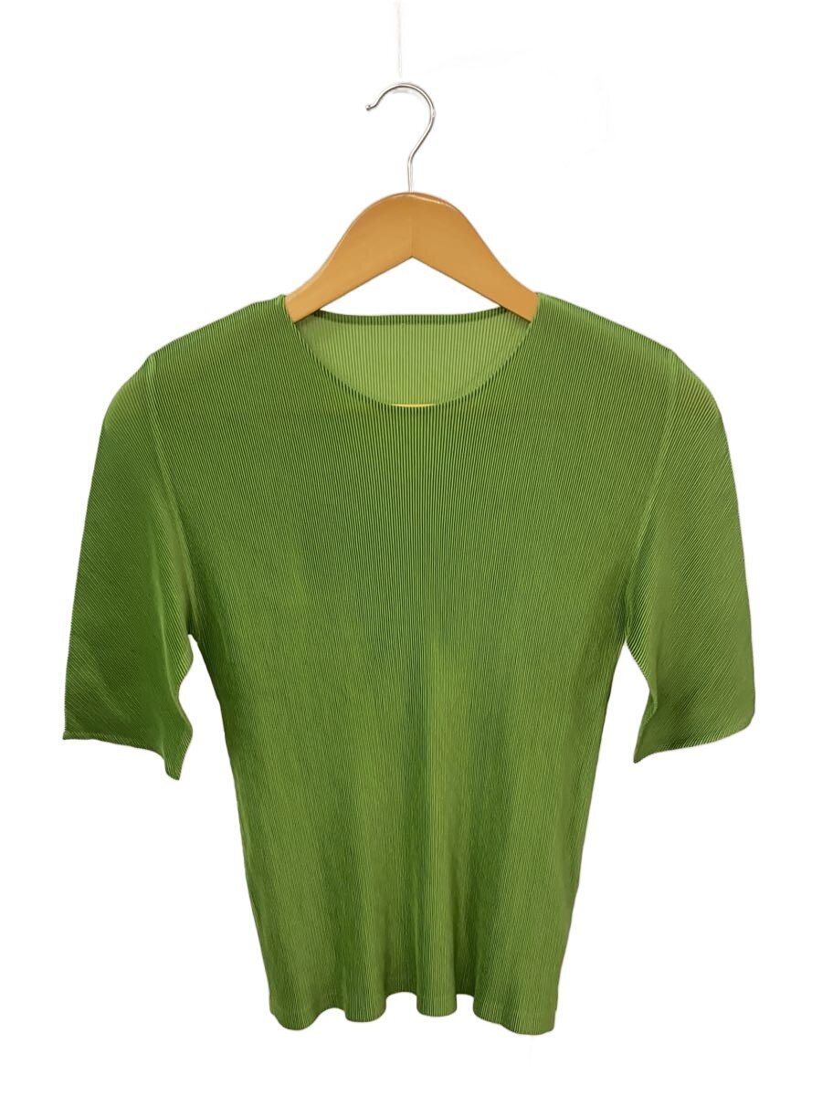 【中古】PLEATS PLEASE ISSEY MIYAKE◆半袖カットソー/3/ポリエステル/GRN/無地/PP41-JK303【レディース御召しもの】