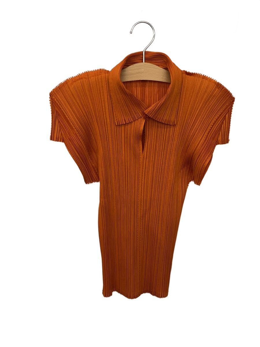 【中古】PLEATS PLEASE ISSEY MIYAKE◆半袖カットソー/3/ポリエステル/ORN/無地/PP41-JK203【レディース御召しもの】