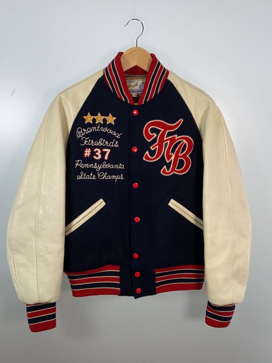 【中古】Whitesville◆スタジャン/38/レザー/NVY/無地【メンズウェア】|2nd STREET 店