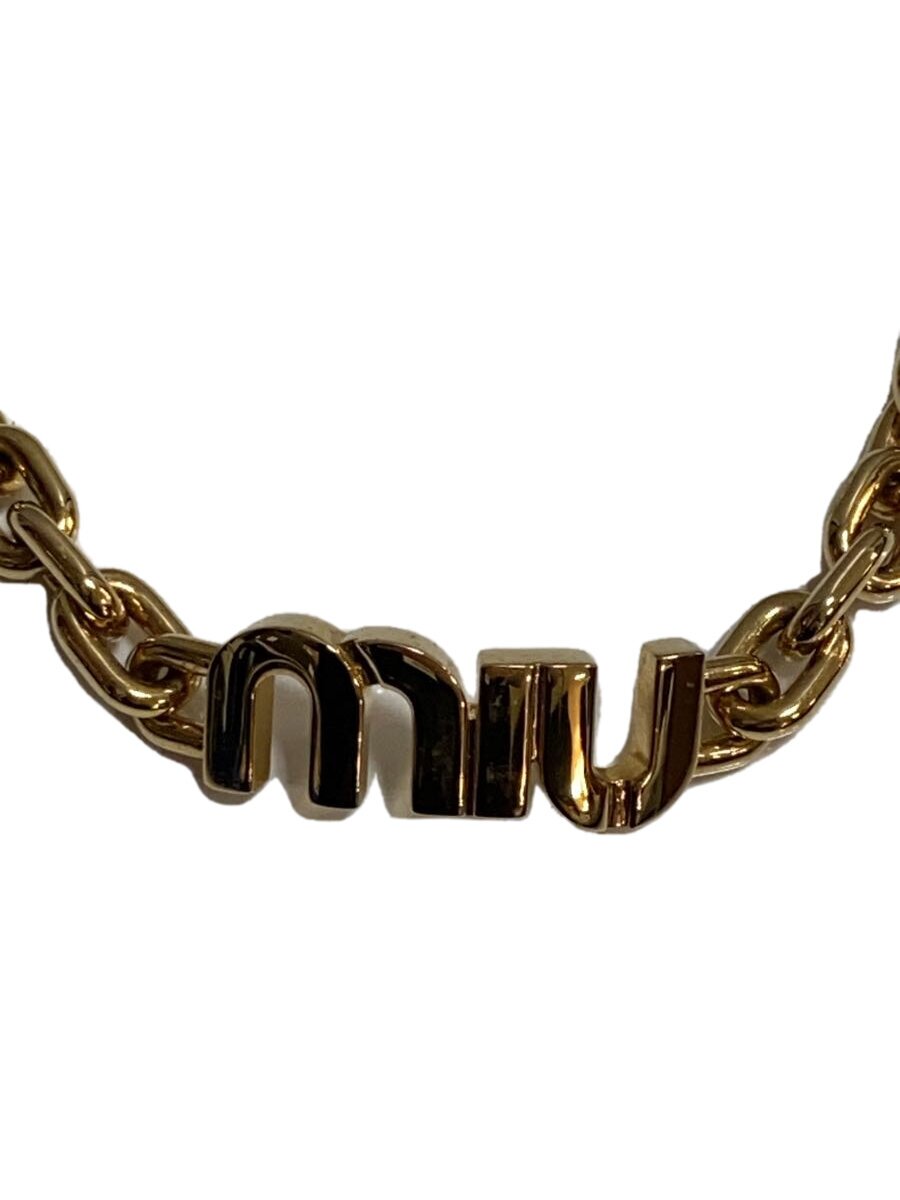 【中古】MIU MIU◆MIU LOGO CHAIN/メッキ/ゴールド/レディース/2F7U/69652【服飾雑貨他】