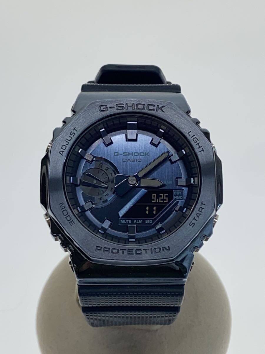 【中古】CASIO◆石英ウオッチ_G-SHOCK/デジアナ/天然ゴム/BLU/NVY【服飾雑貨他】
