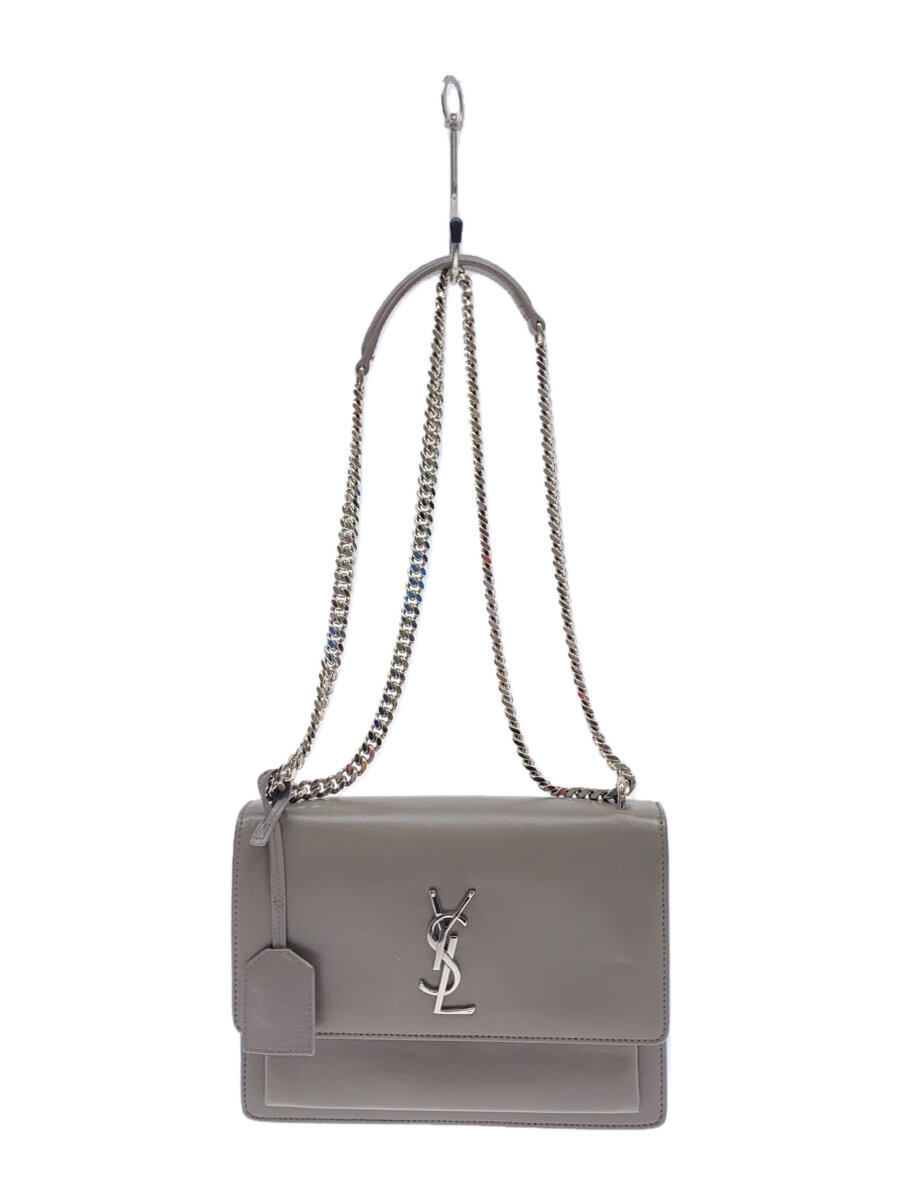 【中古】SAINT LAURENT◆サンローラン/サン仕掛ける_チェーン店ショルダーバッグ/なめし革/薄墨色/442906//【御徒面子】