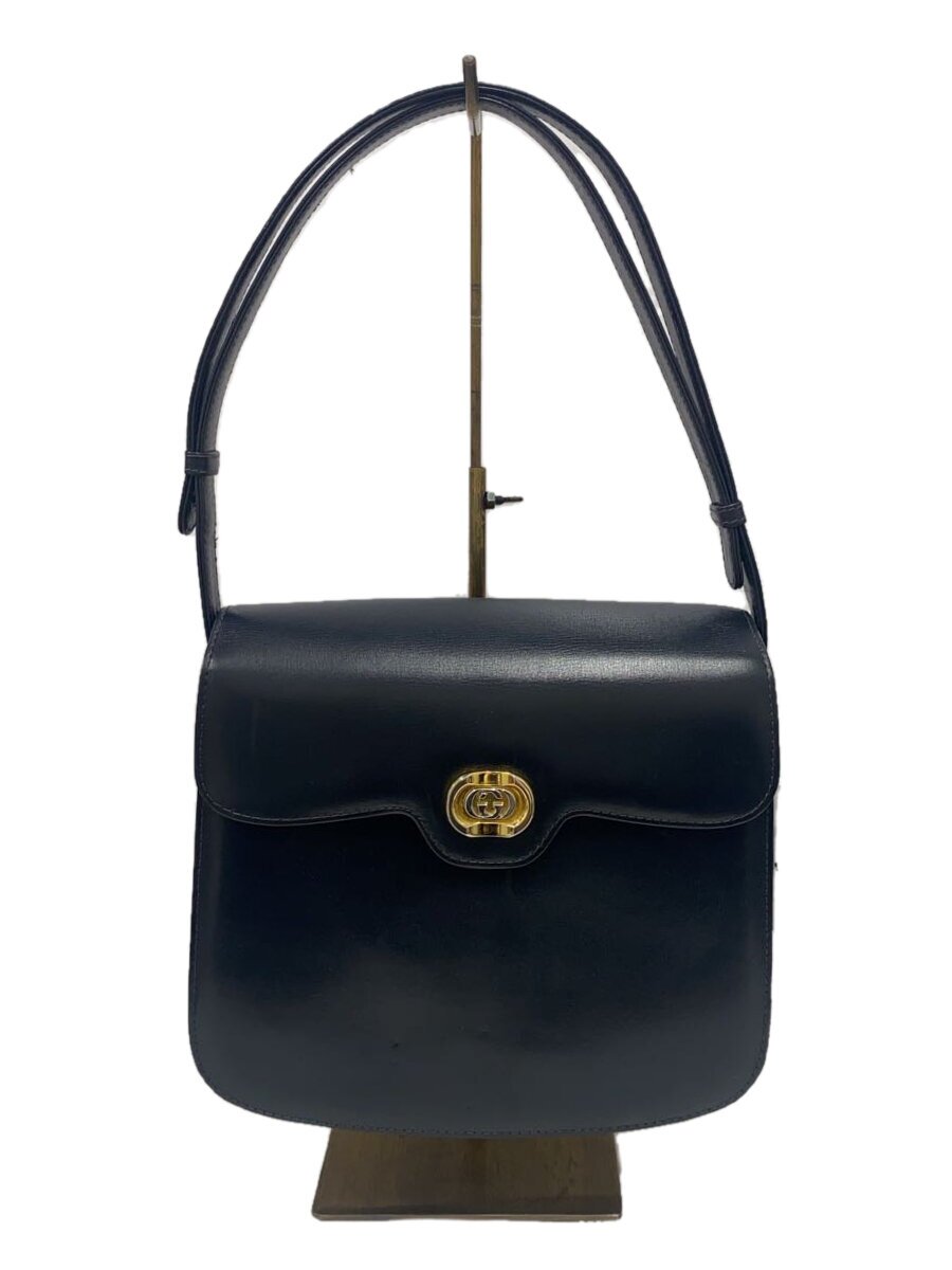 【中古】GUCCI◆ハンドバック/なめし革/BLK/無地【御徒面子】