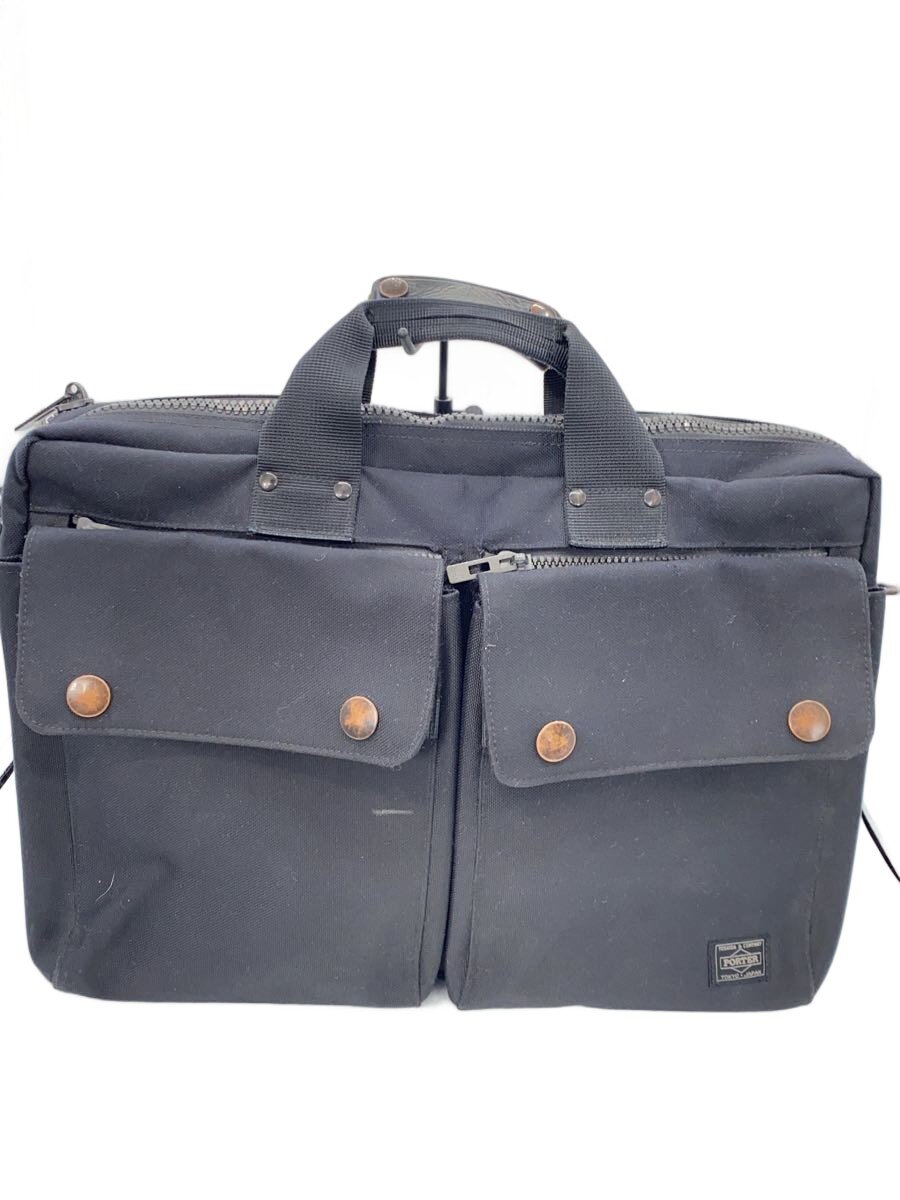 【中古】PORTER◆2way/ブリーフ容れもの/帆布/ブラックネイビー/キズ有り【御徒面子】