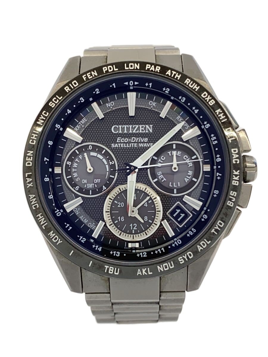 【中古】CITIZEN◆ソーラーウオッチ/アナログ/チタン/BLK/SLV/F900-T021531【服飾雑貨他】