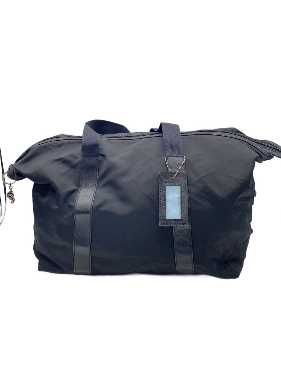 【中古】PRADA◆ボストンバッグ/ナイロン/BLK/無地【御徒面子】