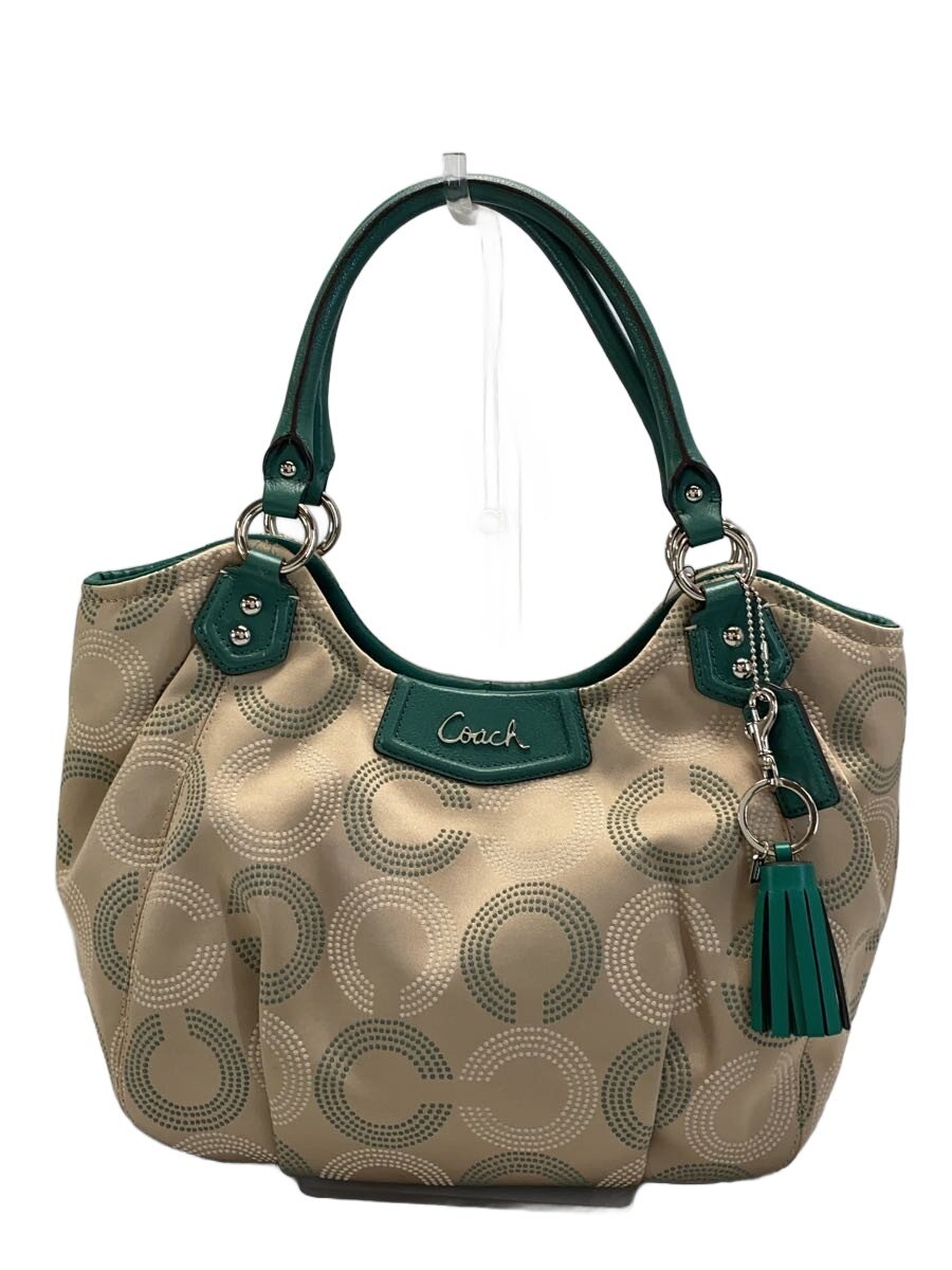 【中古】COACH◆ハンドバック_オプアート//帆布/GRN/F23311【御徒面子】