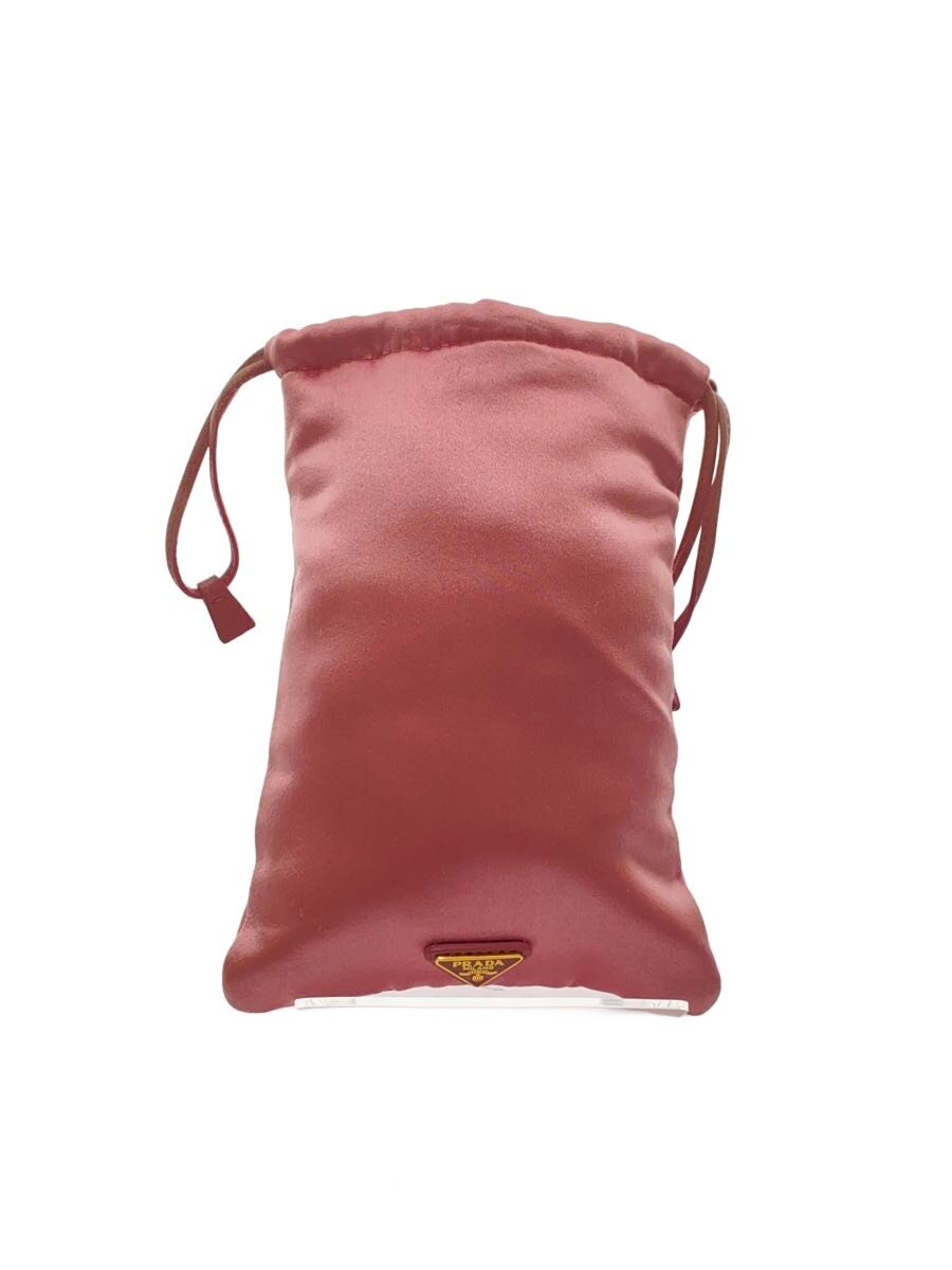 【中古】PRADA◆合切袋/繻子/ナイロン/サクラ色/1ARE67/擦れ有/ほつれ有【御徒面子】