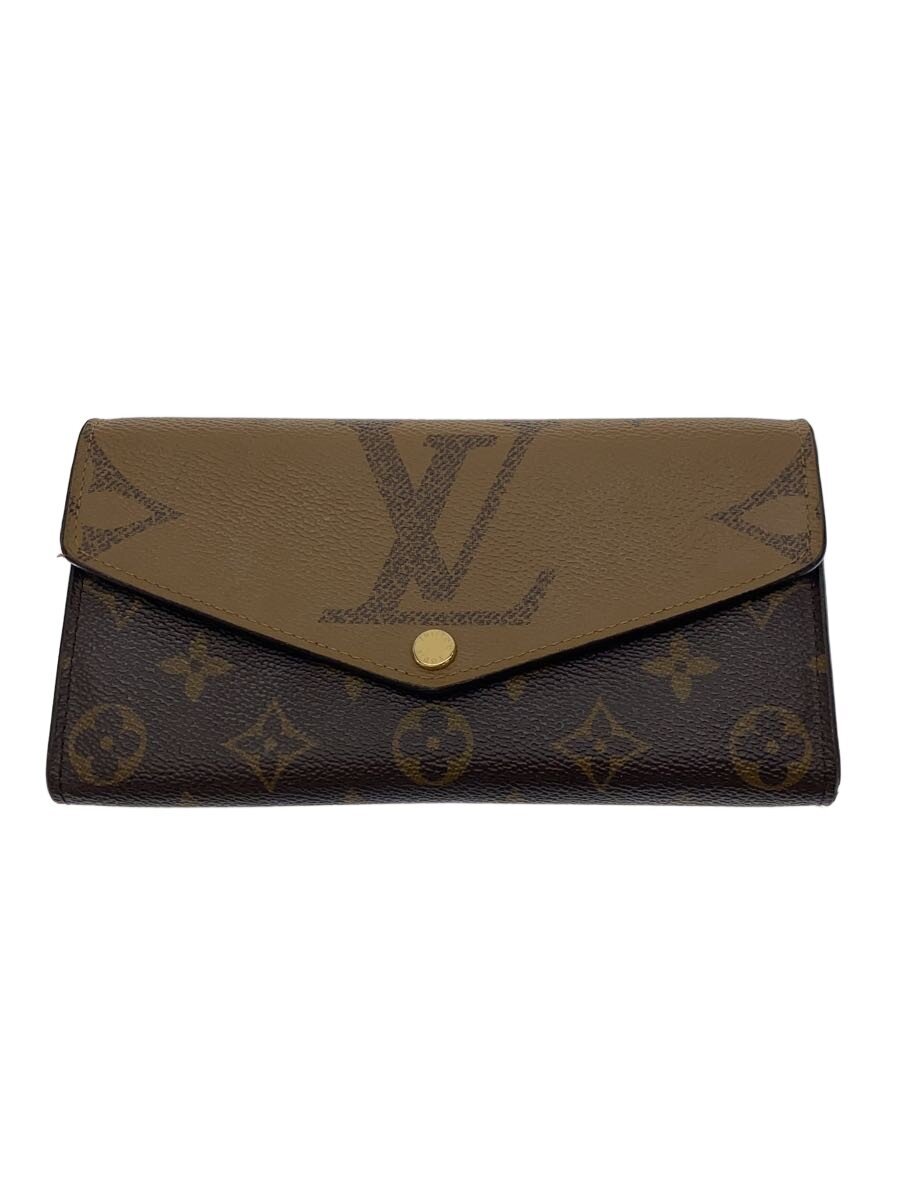 【中古】LOUIS VUITTON◆ポルト・フォイユ・サラ_モノグラム・ジャイアント・リバース/PVC/BRW/モノグラム/レディース【服飾雑貨他】