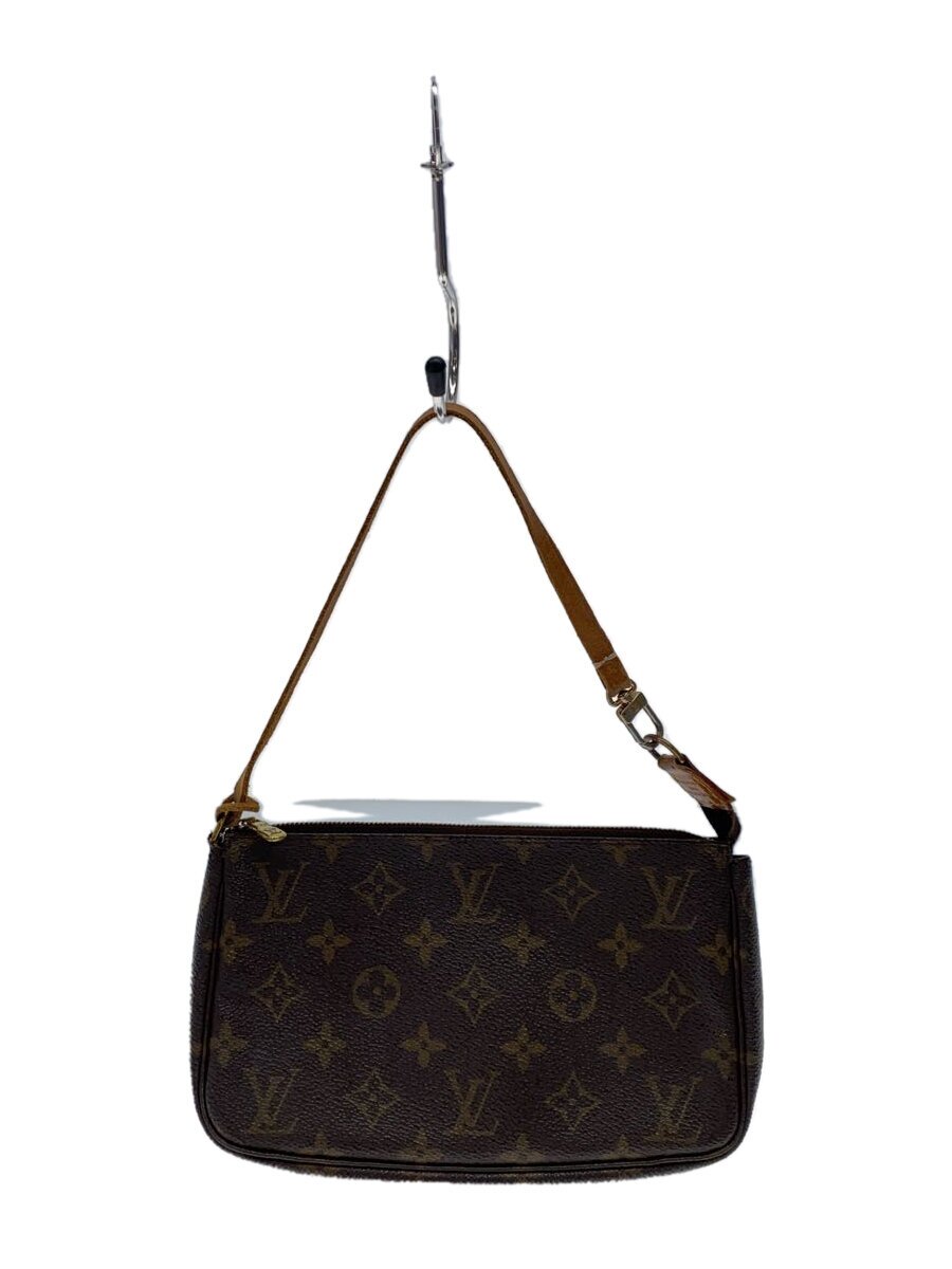 【中古】LOUIS VUITTON◆1)ポシェット・アクセソワール_モノグラム・帆布_BRW/PVC/BRW【御徒面子】