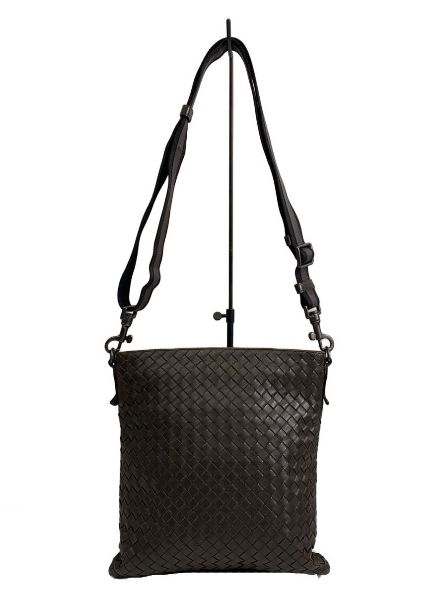 【中古】BOTTEGA VENETA◆ショルダーバッグ/なめし革/BRW/無地/276357【御徒面子】