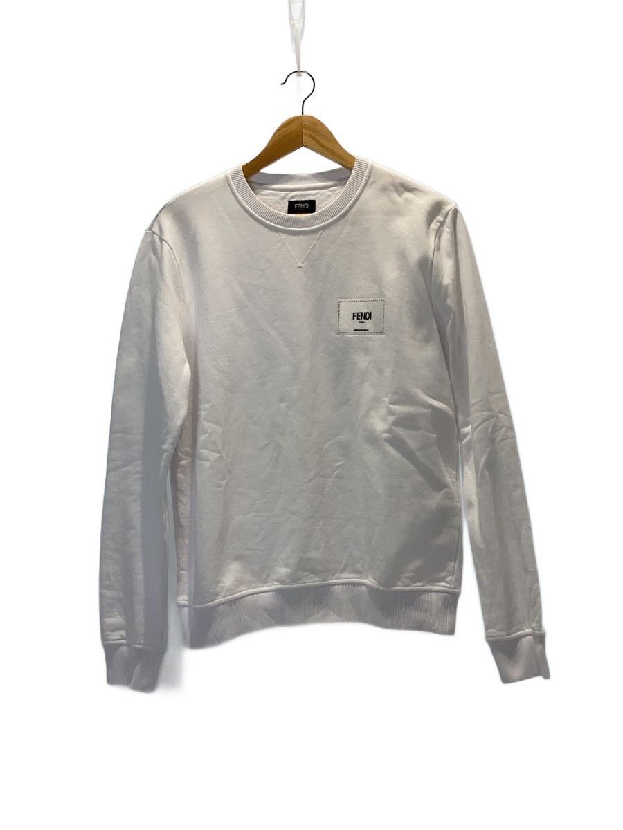 【中古】FENDI◆ロゴパッチクルーネックスウェット/M/コットン/WHT/FY1132 A9RO【メンズウェア】|2nd STREET 店
