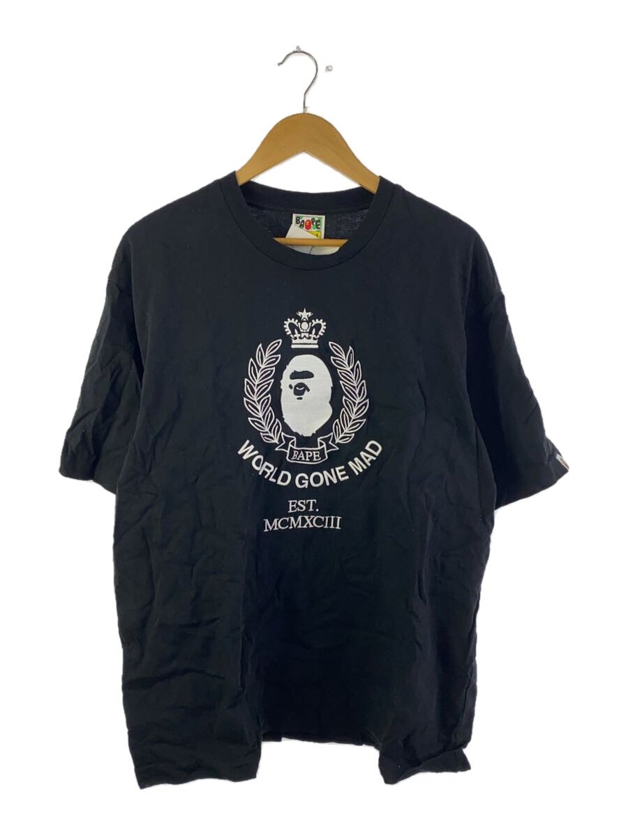 【中古】A BATHING APE◆embroidered logo T-shirt/プルオーバー/L/綿織物/BLK/無地/001TEK801339M【メンズウェア】
