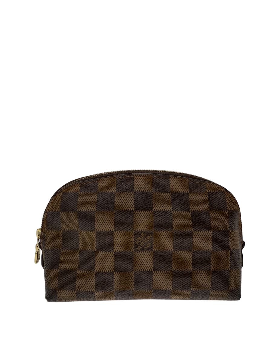 【中古】LOUIS VUITTON◆ポシェット・コスメティックPM_ダミエ・エベヌ/PVC/BRW/総柄【御徒面子】
