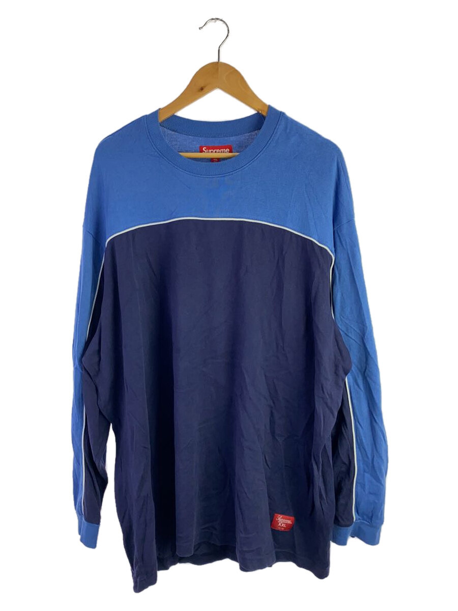 【中古】Supreme◆25SS/Paneled piping L/S Top/※シミ有/XL/綿織物/青碧//【メンズウェア】