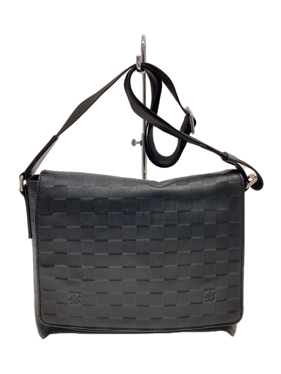 【中古】LOUIS VUITTON◆ディストリクトPM_ダミエ・アンフィニ_BLK/なめし革/BLK【御徒面子】