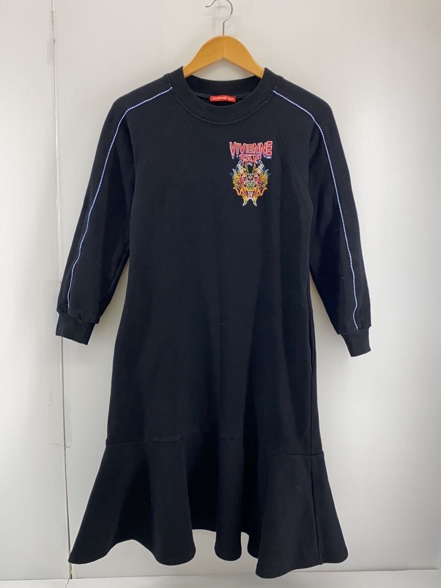【中古】VIVIENNE TAM◆長袖衣装/流汗地/38/綿織物/BLK/火竜刺しゅう/ペプラム【レディース御召しもの】