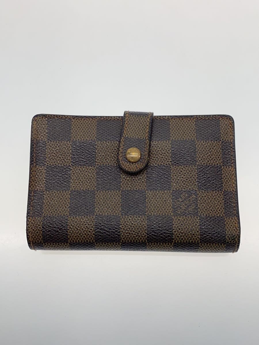 【中古】LOUIS VUITTON◆ポルト・フォイユ・ヴィエノワ_ダミエ・エベヌ_BRW/PVC/BRW/レディース【服飾雑貨他】