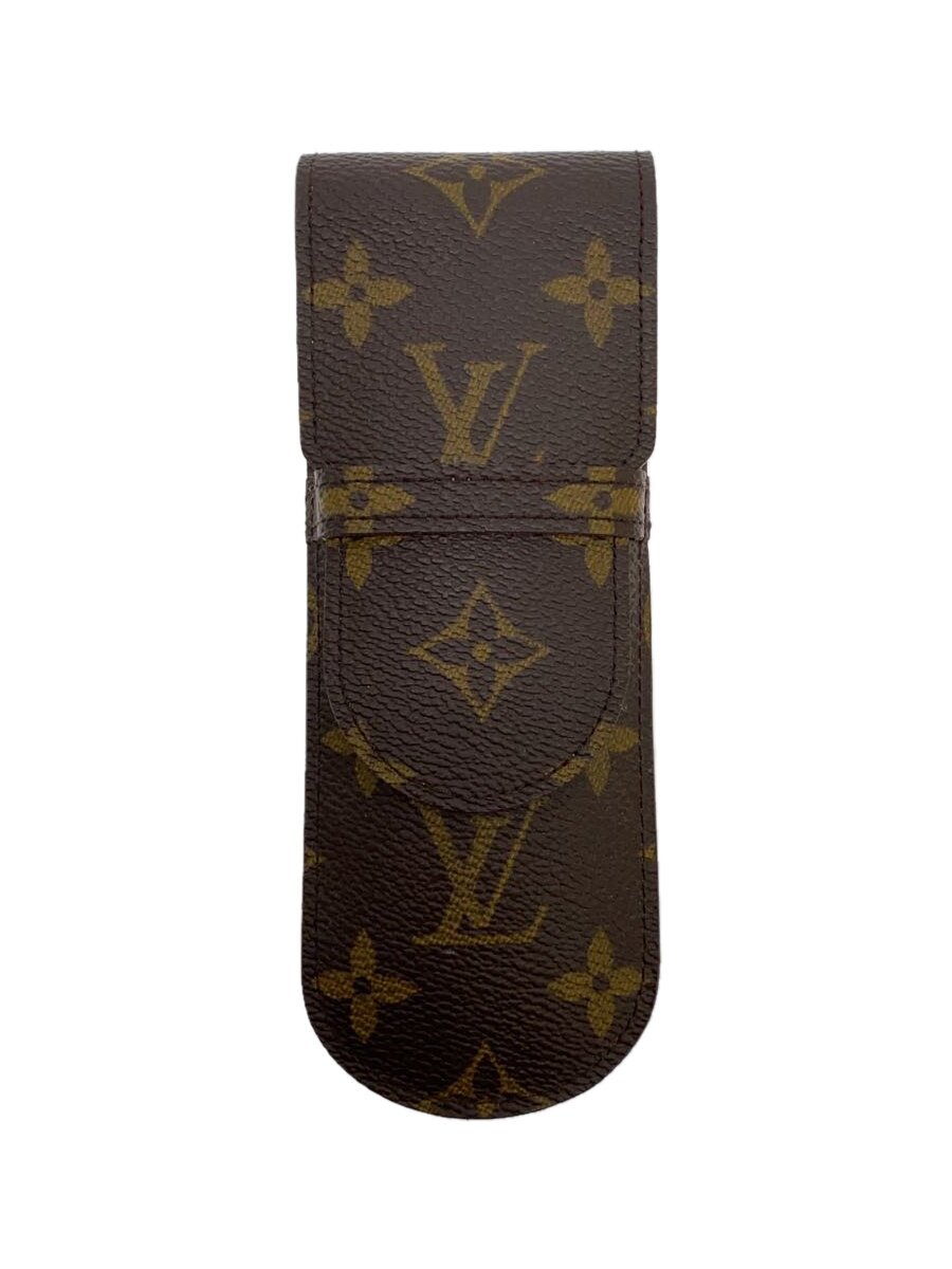 【中古】LOUIS VUITTON◆エテュイ・スティロ_モノグラム・帆布_BRW/なめし革/BRW/総柄/メンズ【服飾雑貨他】