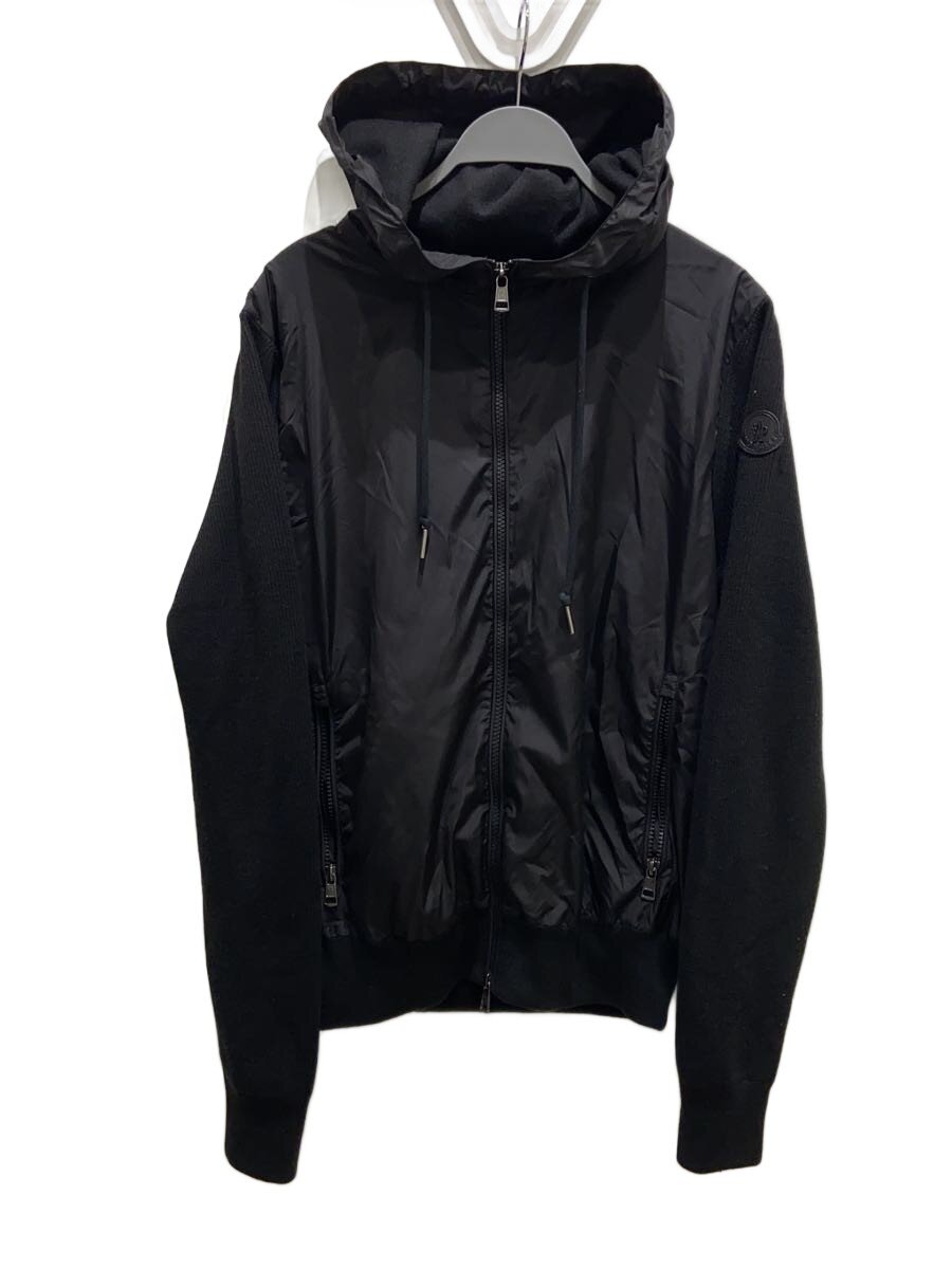 【中古】MONCLER◆L/MAGLIONE TRICOT CARDIGAN/上衣/M/アクリル樹脂/BLK//【メンズウェア】