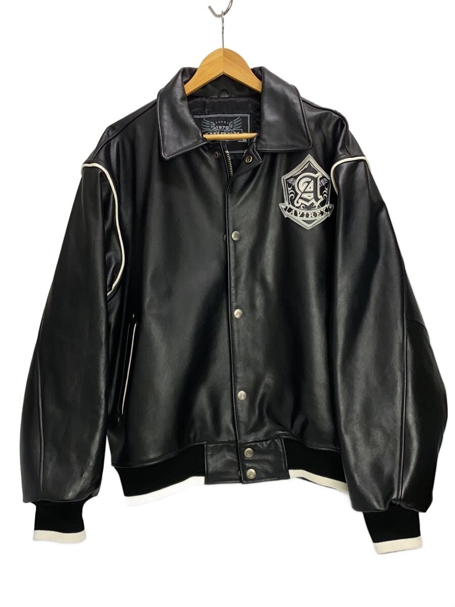 【中古】AVIREX◆なめし革上衣・上衣/L/なめし革/BLK/無地【メンズウェア】