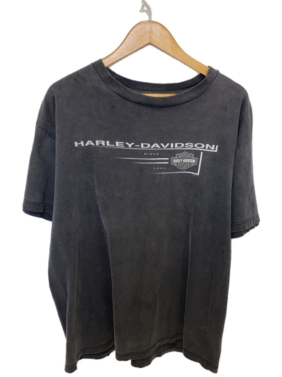 【中古】HARLEY DAVIDSON◆00S～/USA製/c2000/XL/両面刷り上げる/BLK/自動二輪車/プルオーバー【メンズウェア】