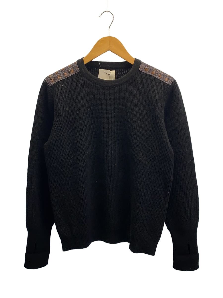 【中古】visvim◆16AW/UK COMMAND CREW KNIT/エルボーパッチニット/2/0116405012001/毛玉【メンズウェア】