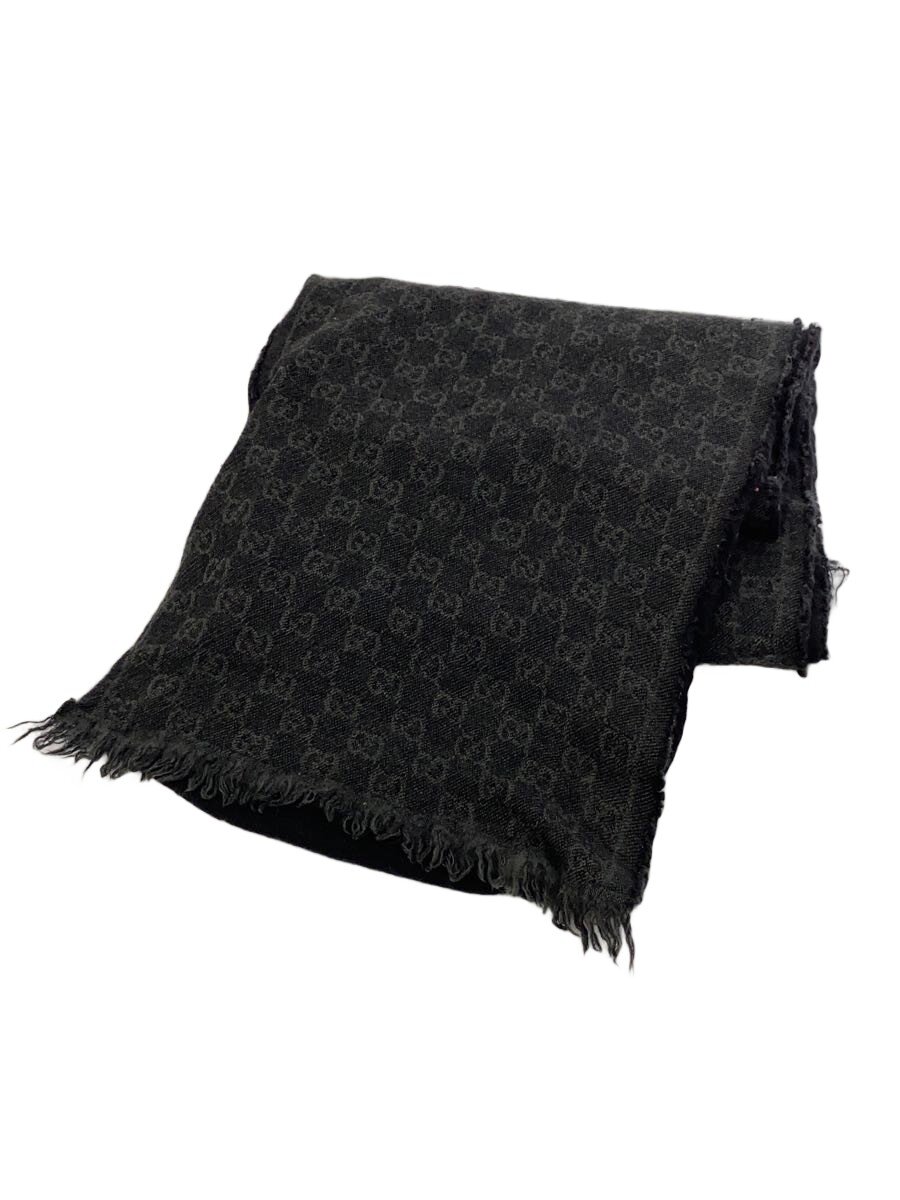 【中古】GUCCI◆えり巻き/羊毛/BLK/総柄/メンズ【服飾雑貨他】