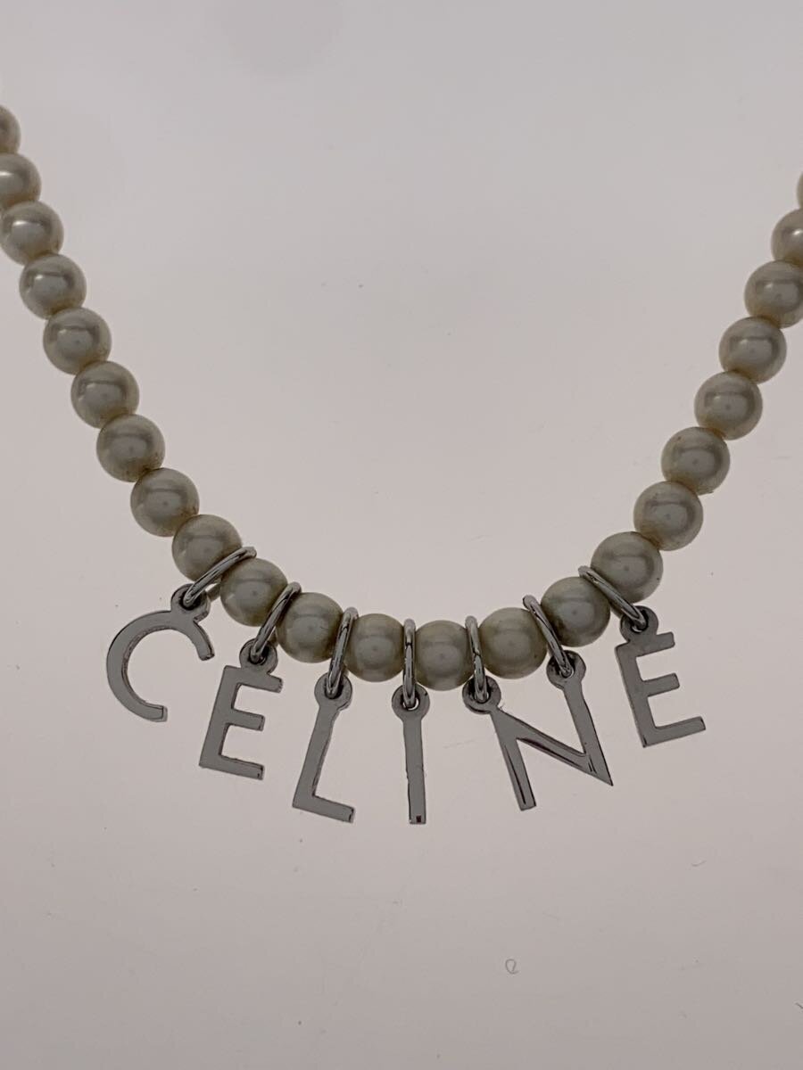 【中古】CELINE◆硝子パール\u0026ロジウムフィニッシュフ 金管楽器/首飾り/パール/IVO/レディース【服飾雑貨他】