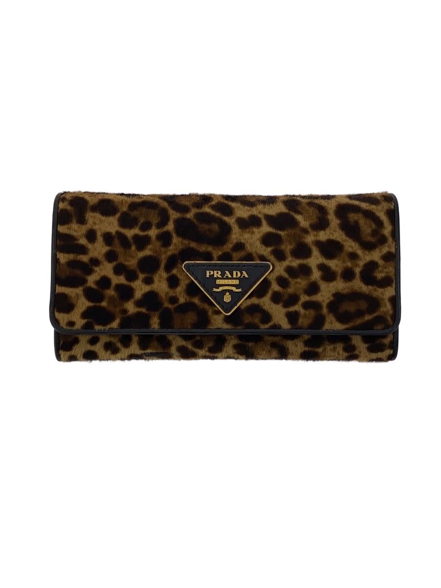 【中古】PRADA◆レオパード柄長金入れ/ハラコ/毛の荒物/レディース/1M1132/角スレ有/【服飾雑貨他】