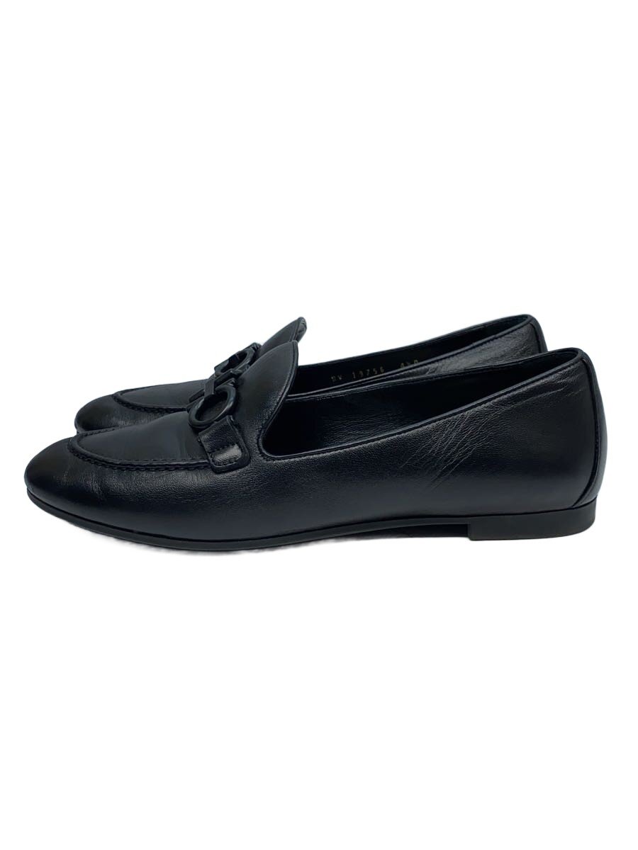 【中古】Salvatore Ferragamo◆TRIFOGLIO/ガンチーニローファー/UK4.5/BLK/なめし革/0715302/イタリア製【シューズ】
