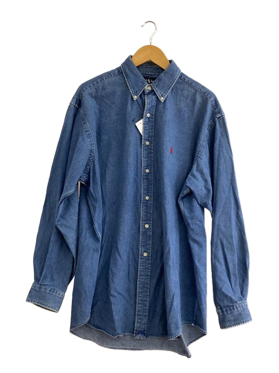 【中古】RALPH LAUREN◆長袖プルオーバー/L/綿織物/IDG/無地//【メンズウェア】