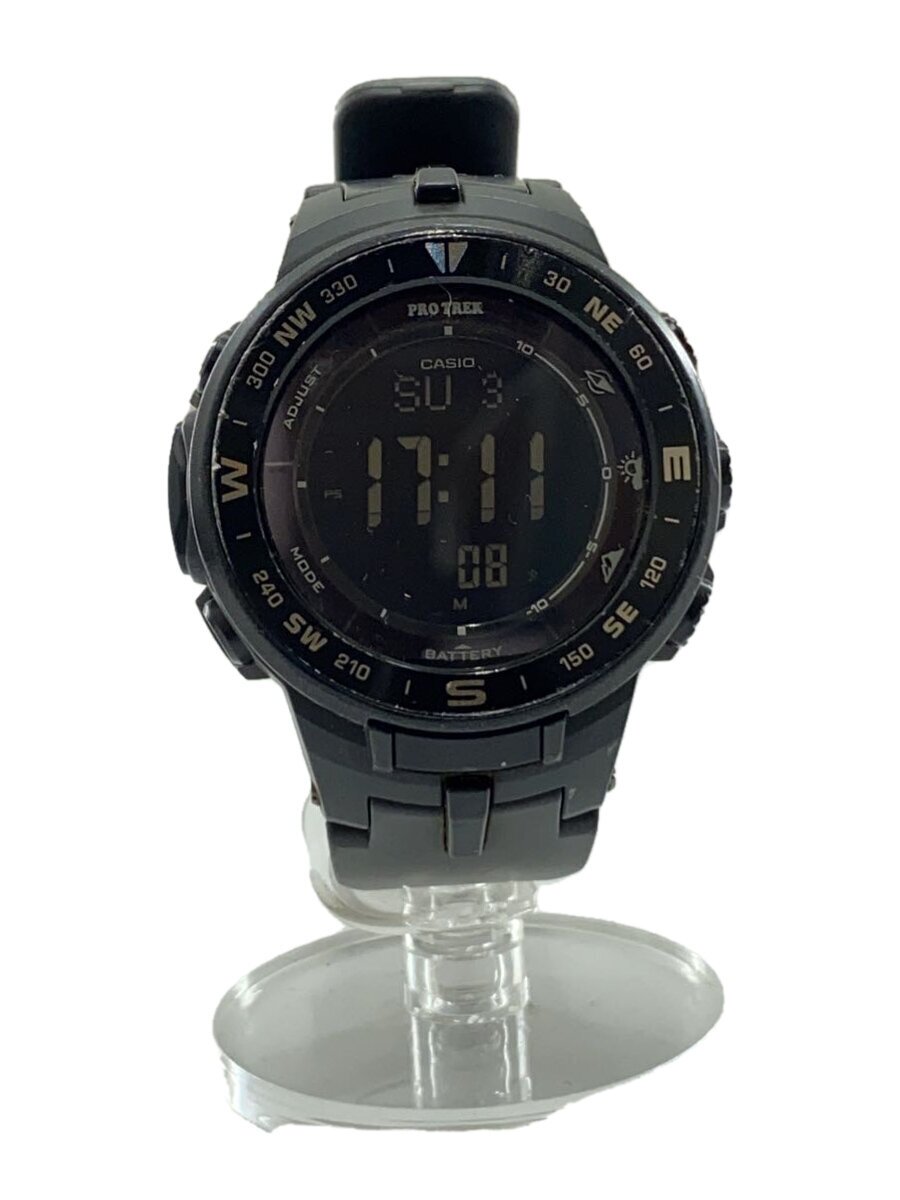 【中古】CASIO◆ソーラーウオッチ・PROTREK/デジタル/天然ゴム/BLK/BLK/SS【服飾雑貨他】