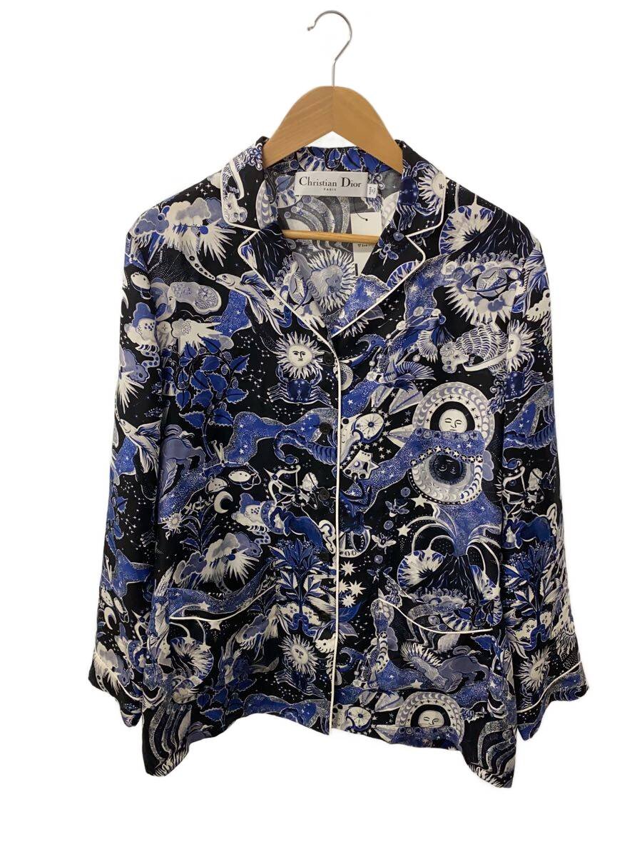 【中古】Christian Dior◆長袖プルオーバー/S/地絹/NVY/総柄/241V33A6746【レディース御召しもの】