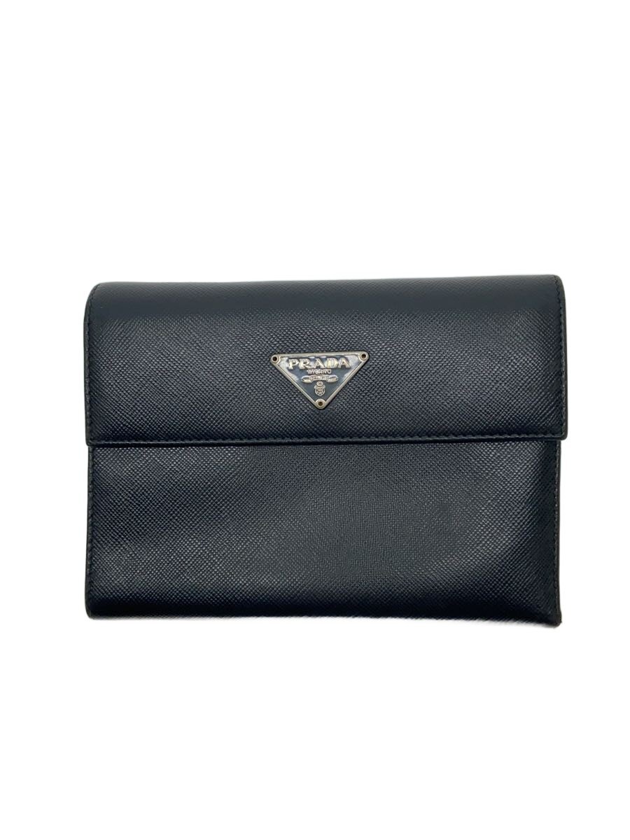 【中古】PRADA◆3つ折り紙入れ/--/GRY/メンズ【服飾雑貨他】