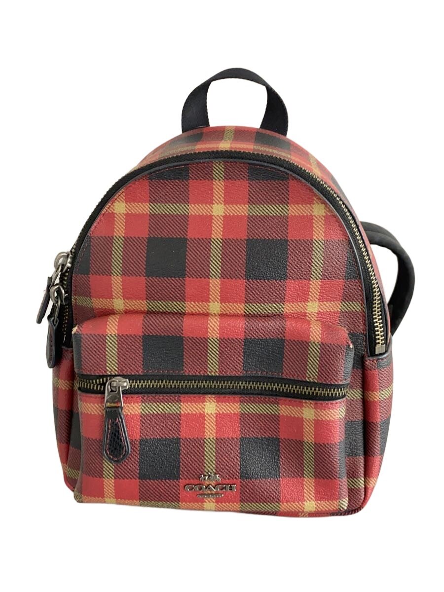 【中古】COACH◆背嚢/なめし革/RED/照合のしるし/F55448【御徒面子】