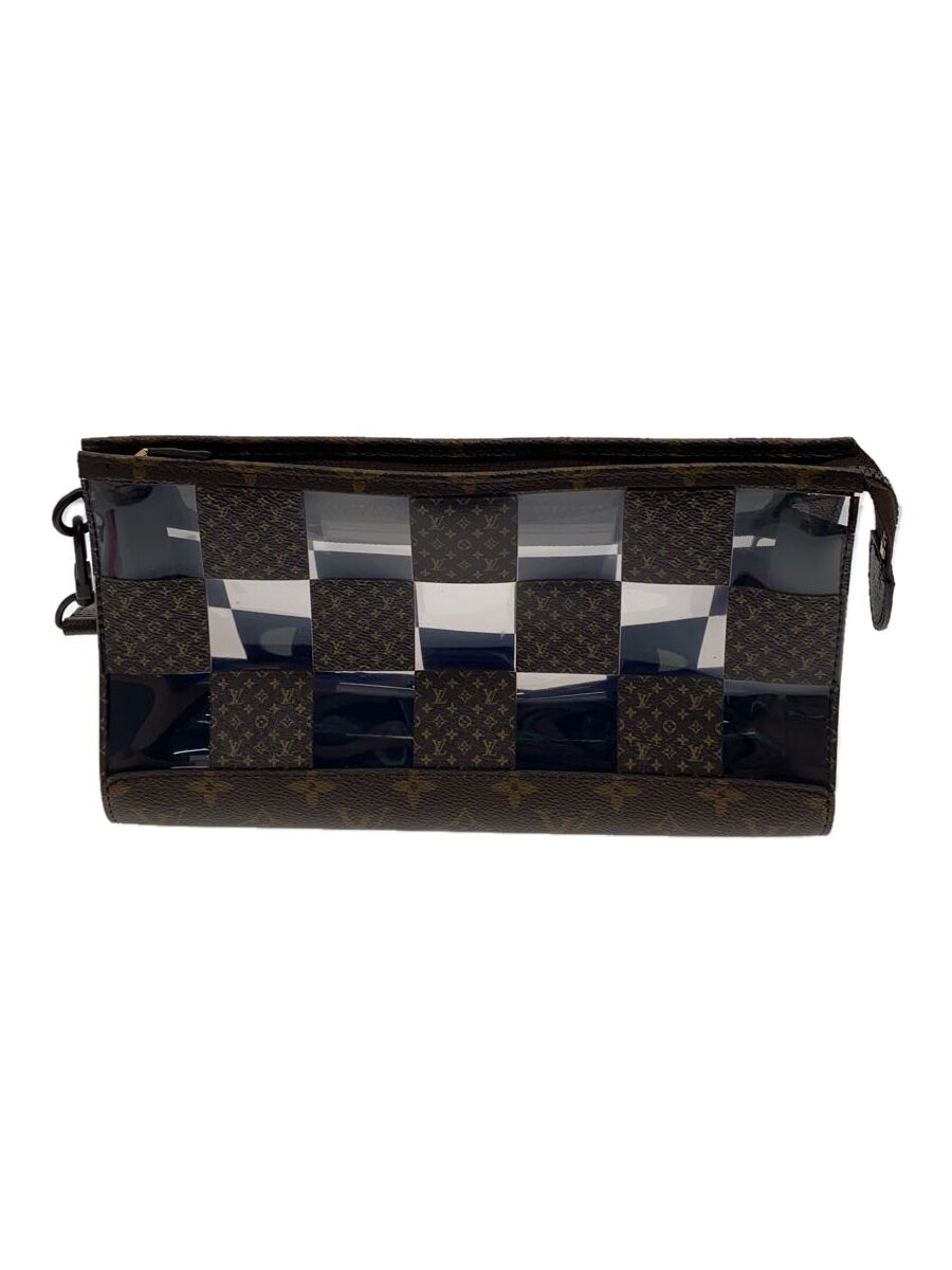 【中古】LOUIS VUITTON◆照明ランプ合切袋/帆布/PVC/BRW/モノグラム チェス/M81588【御徒面子】