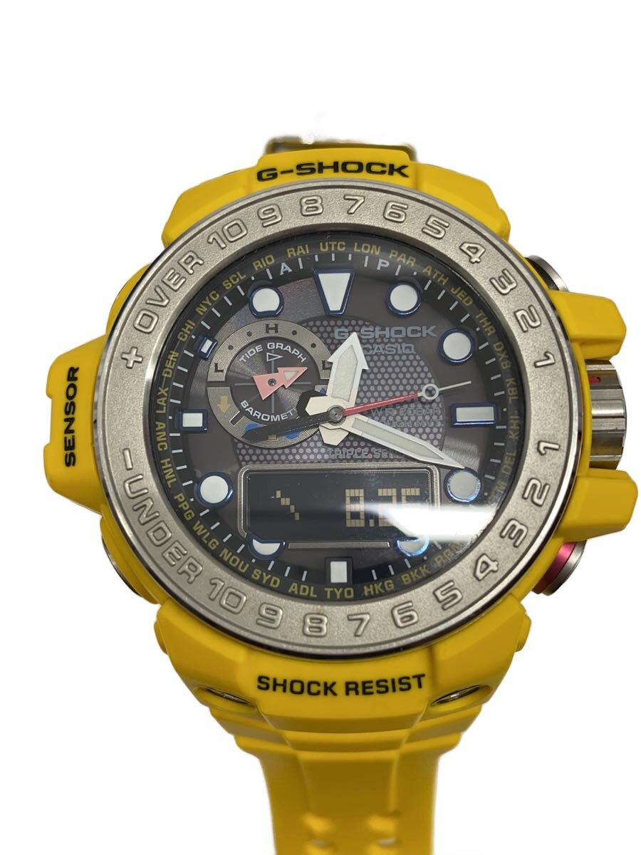 【中古】CASIO◆ソーラーウオッチ・G-SHOCK/デジアナ/YLW【服飾雑貨他】