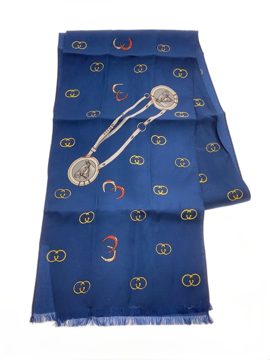 【中古】GUCCI◆イタリア共和国製えり巻き/地絹/NVY/総柄//【服飾雑貨他】