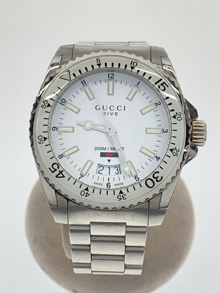 【中古】GUCCI◆石英ウオッチ/アナログ/ステンレス鋼/WHT/SLV/136.3【服飾雑貨他】