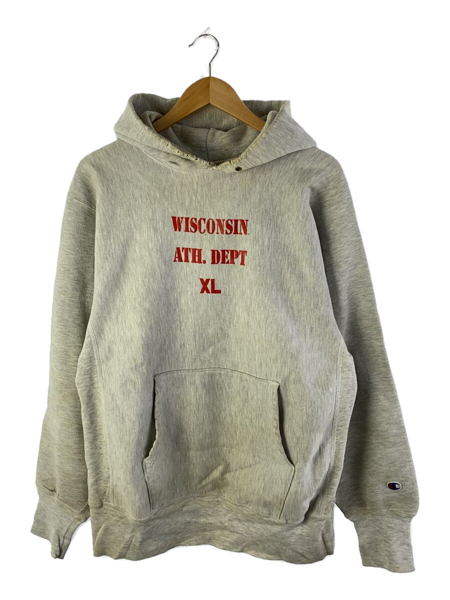 【中古】Champion◆90s/RW/刺繍タグ/メキシコ製/パーカー/XL/コットン/GRY/襤褸/3段//【メンズウェア】｜2ｎｄ STREET 店
