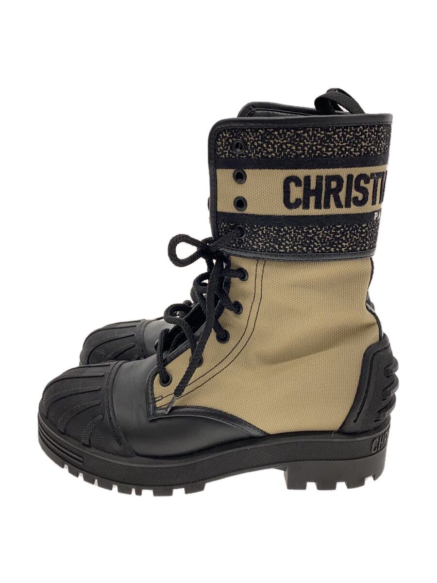【中古】Christian Dior◆D-メジャーアンクルブーツ/レースアップブーツ/36.5/BEG/0321【シューズ】